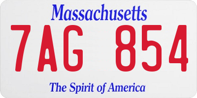 MA license plate 7AG854