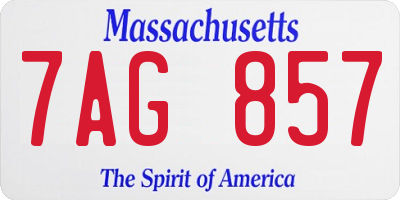 MA license plate 7AG857