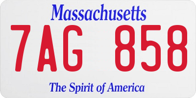 MA license plate 7AG858