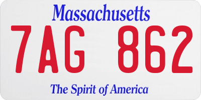 MA license plate 7AG862