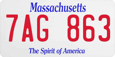 MA license plate 7AG863