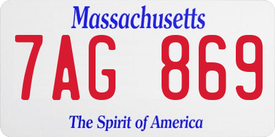 MA license plate 7AG869