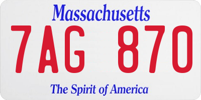 MA license plate 7AG870