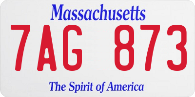 MA license plate 7AG873