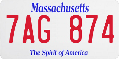 MA license plate 7AG874