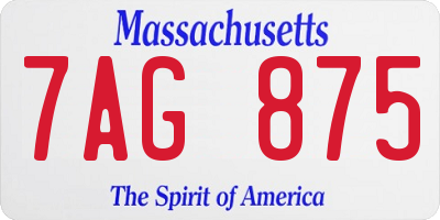 MA license plate 7AG875