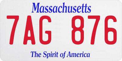 MA license plate 7AG876