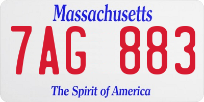 MA license plate 7AG883