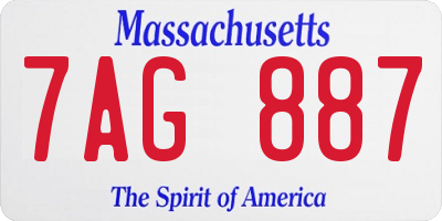 MA license plate 7AG887
