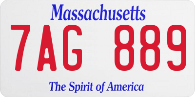 MA license plate 7AG889
