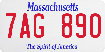 MA license plate 7AG890