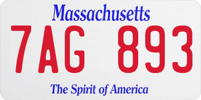 MA license plate 7AG893