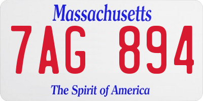 MA license plate 7AG894