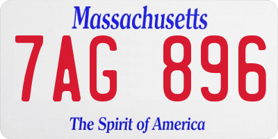 MA license plate 7AG896