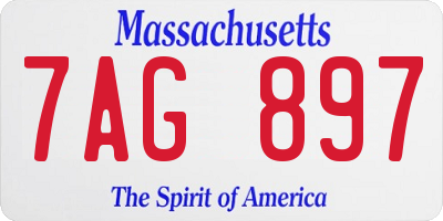 MA license plate 7AG897
