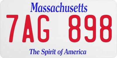 MA license plate 7AG898