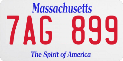 MA license plate 7AG899