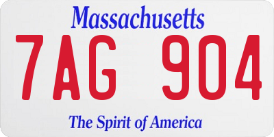 MA license plate 7AG904