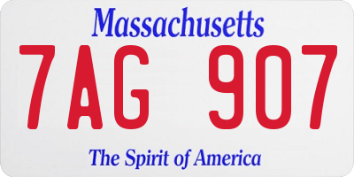 MA license plate 7AG907