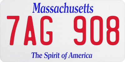 MA license plate 7AG908