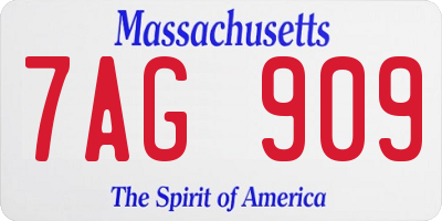 MA license plate 7AG909