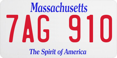 MA license plate 7AG910