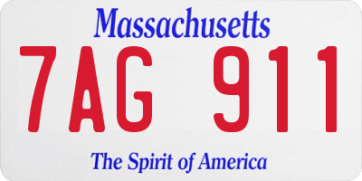 MA license plate 7AG911