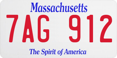 MA license plate 7AG912