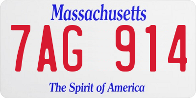 MA license plate 7AG914