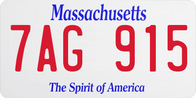 MA license plate 7AG915