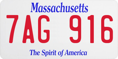 MA license plate 7AG916