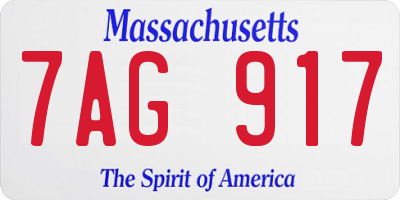 MA license plate 7AG917
