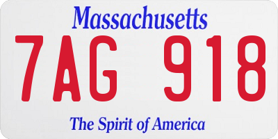 MA license plate 7AG918