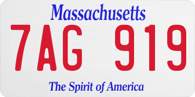 MA license plate 7AG919