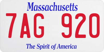 MA license plate 7AG920
