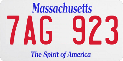 MA license plate 7AG923