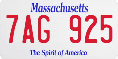 MA license plate 7AG925