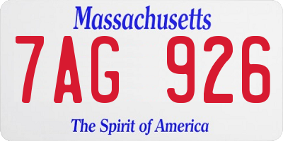 MA license plate 7AG926