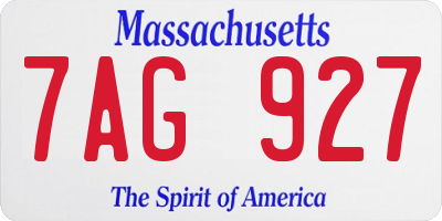 MA license plate 7AG927