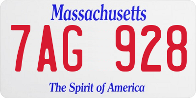 MA license plate 7AG928