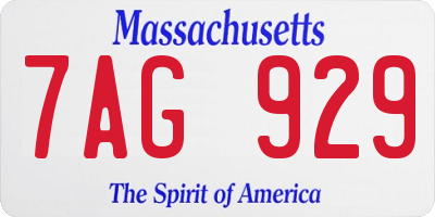 MA license plate 7AG929