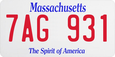 MA license plate 7AG931