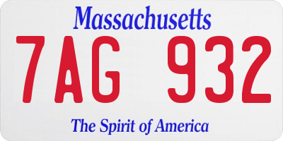 MA license plate 7AG932