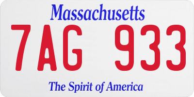 MA license plate 7AG933