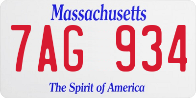 MA license plate 7AG934