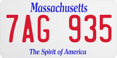 MA license plate 7AG935