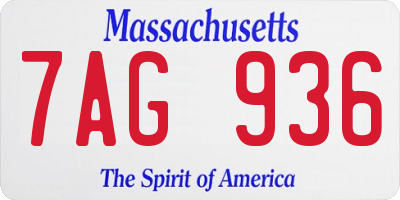 MA license plate 7AG936