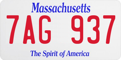 MA license plate 7AG937