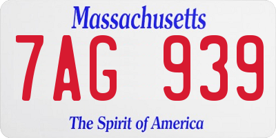 MA license plate 7AG939