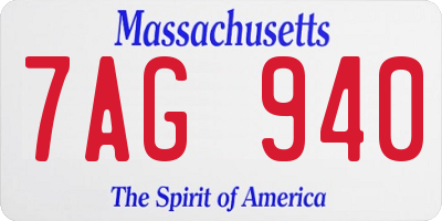 MA license plate 7AG940